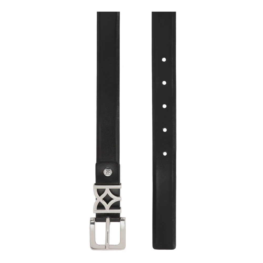 Kazar Smalle leren riem met logogesp Black Dames