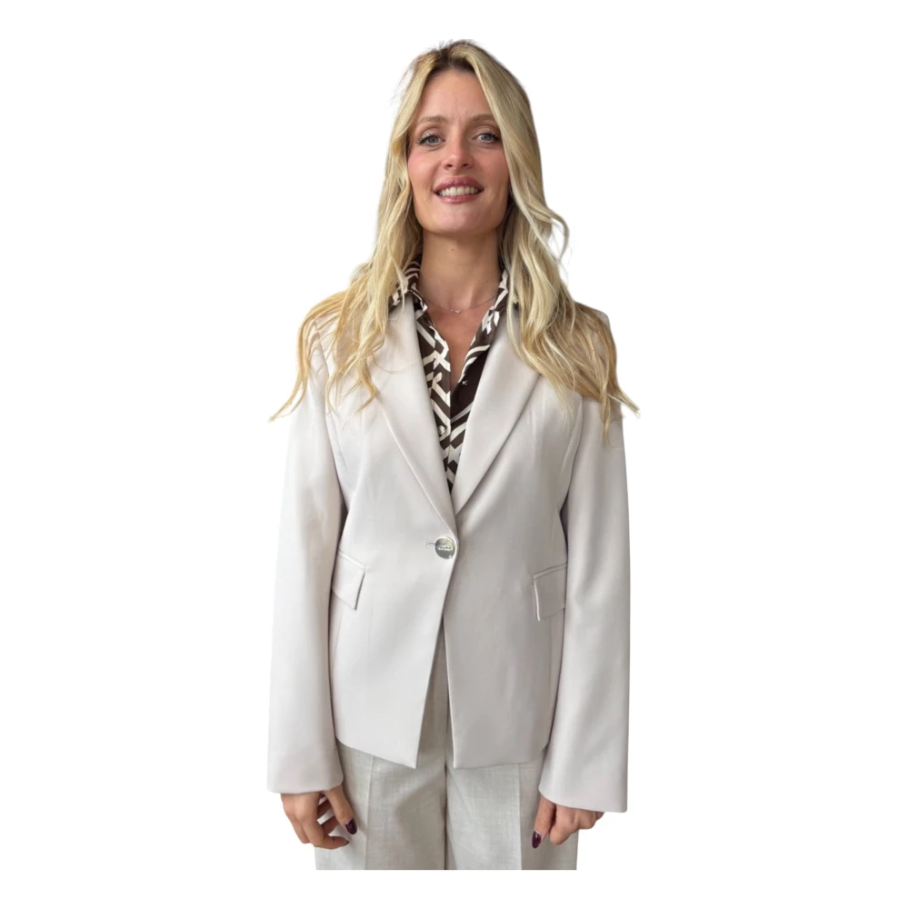 Liu Jo Stretch Blazer met Revers en Zakken Beige Dames