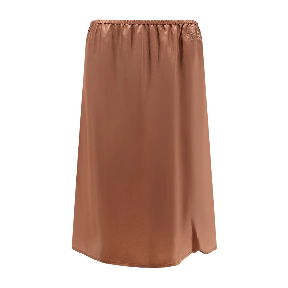 Mm6 Maison Margiela Women's Brown Short Skirts, Xs, Satin Midi Skirt