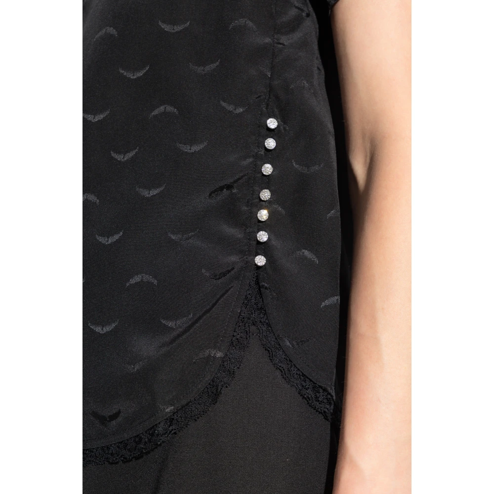 Zadig & Voltaire Top met geborduurd Tiffany-logo Black Dames
