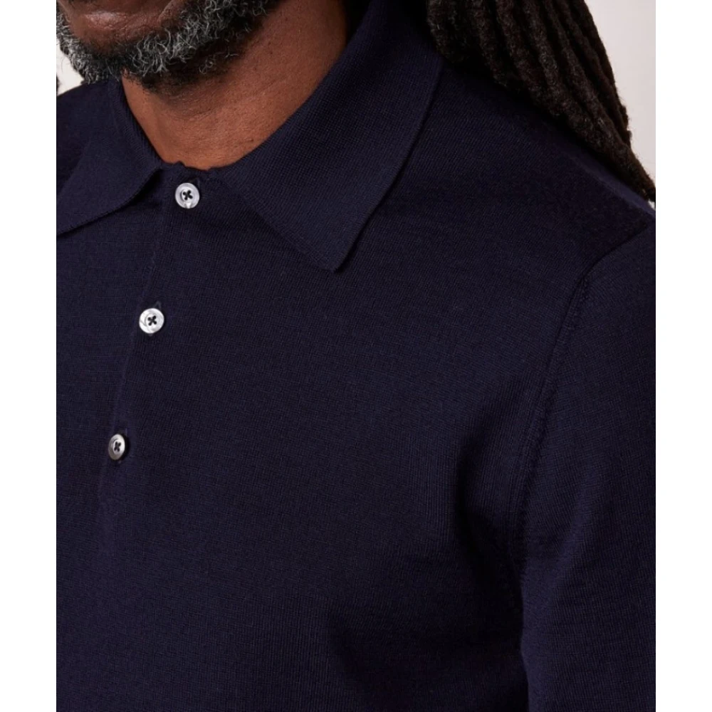 Officine Générale Lange mouw polo shirt Blue Heren