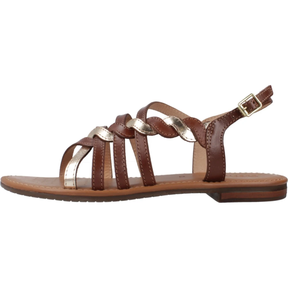 Geox Vrouw Bruin Stijlvolle Platte Sandalen Voor En