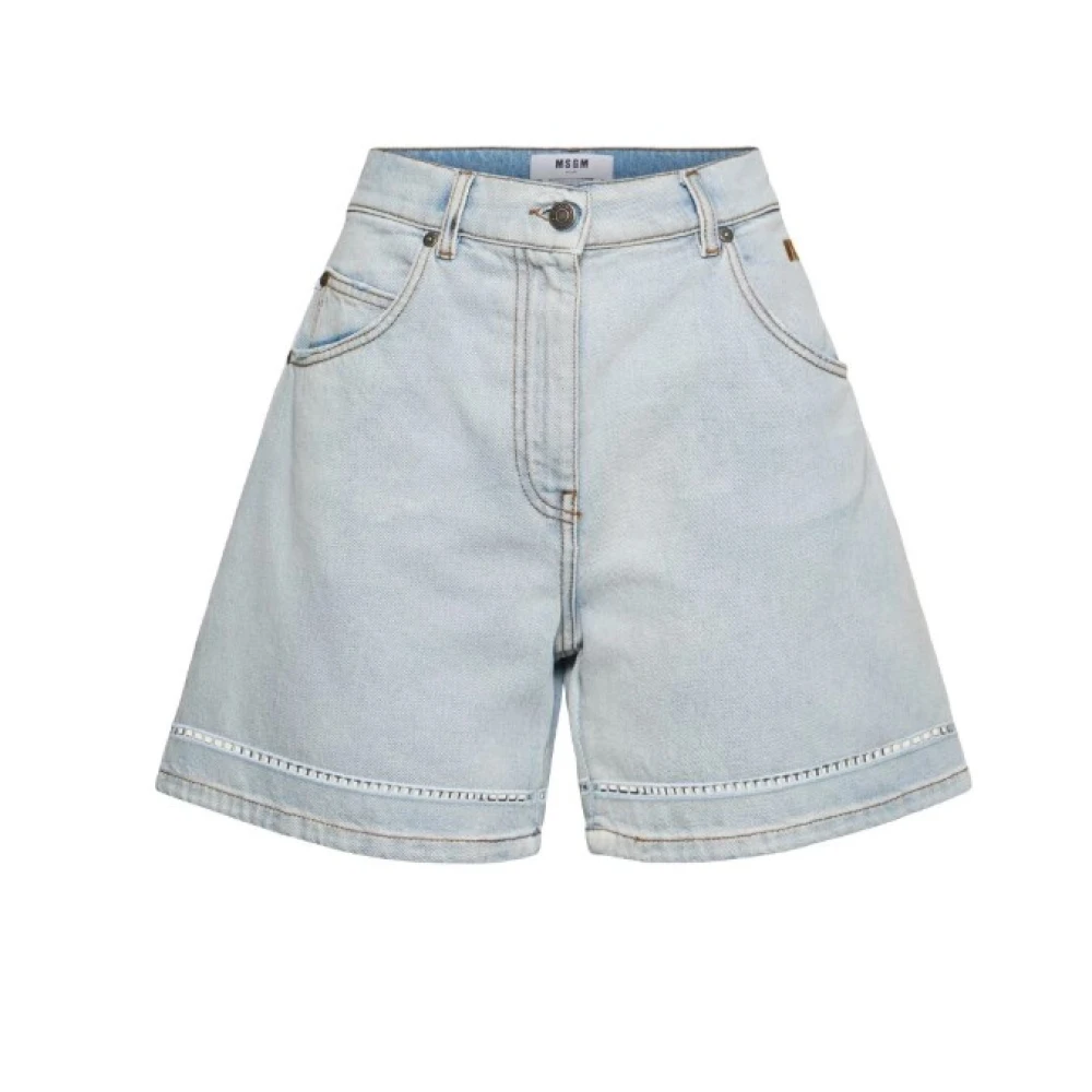 MSGM Broderade Denim Shorts Blå Blue, Dam