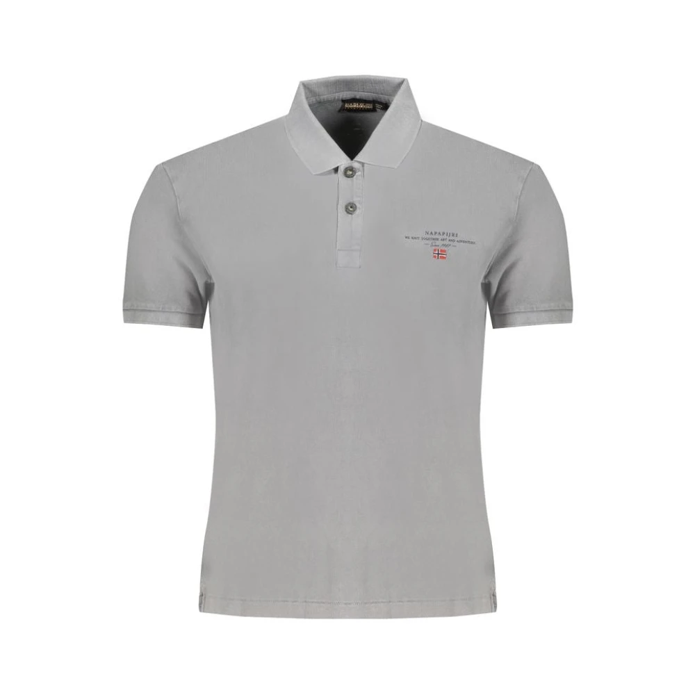 Napapijri Grijze Katoenen Poloshirt met Korte Mouwen Gray Heren