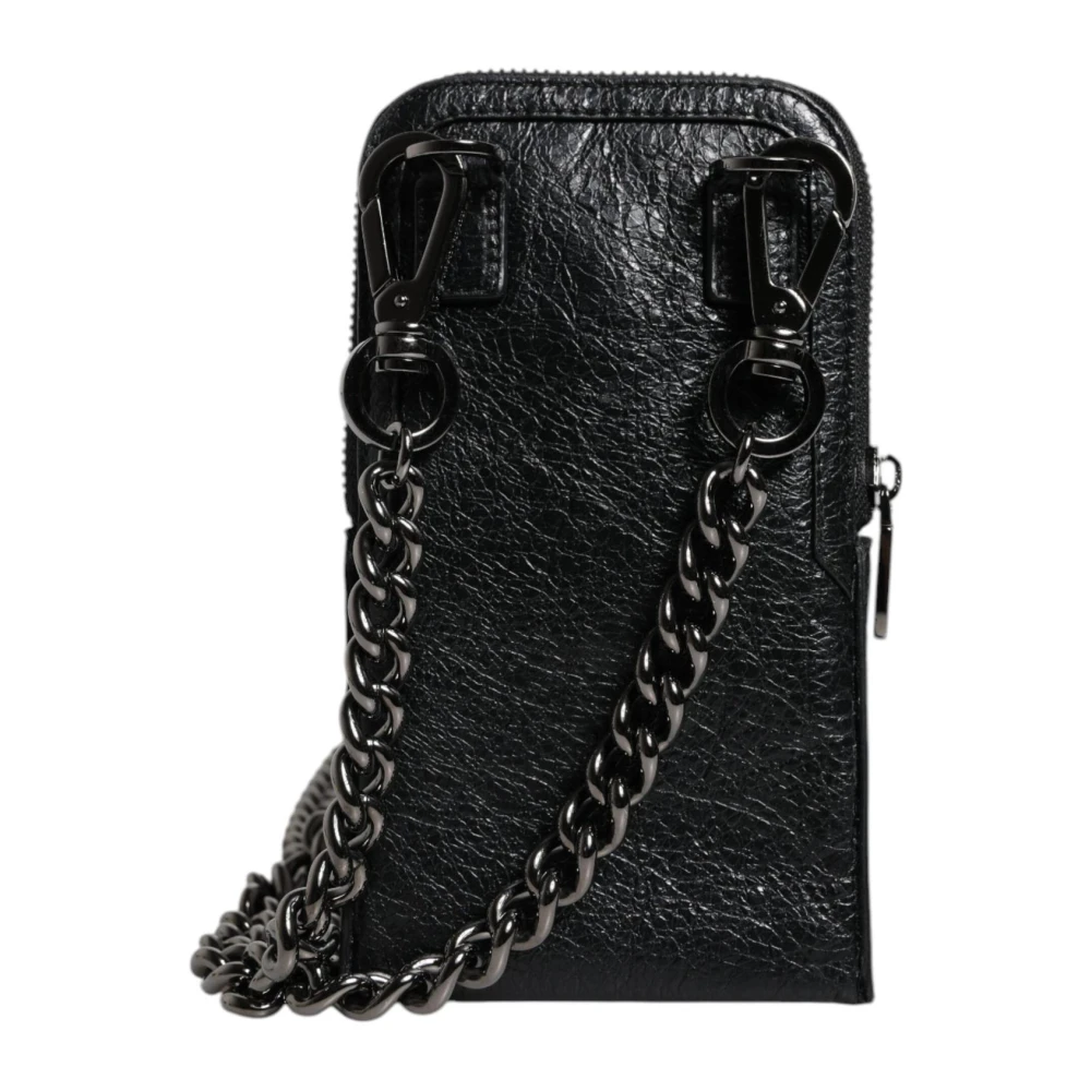 Dolce & Gabbana Zwarte leren crossbody kettingtelefoontas Black Dames