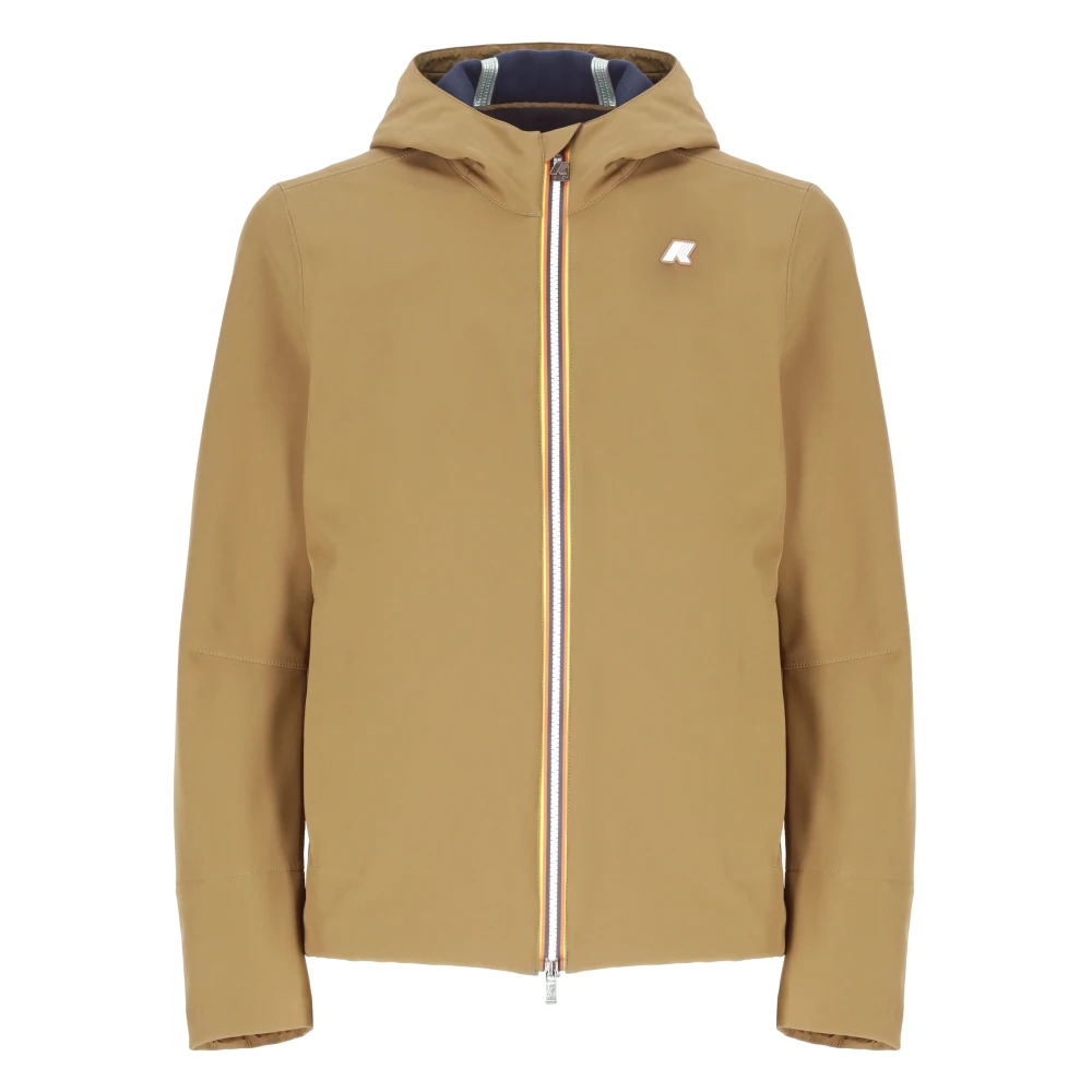 K-way Bruine Hoodie met Logo Patch Brown Heren