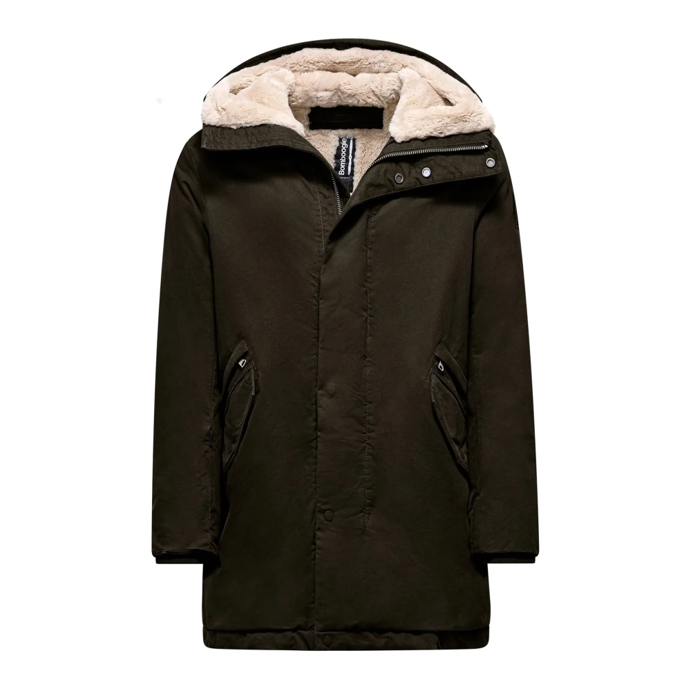Bomboogie Herr Grön Kappor & Rockar Xl, Fuskpäls, Parka Med Fuskpälsfoder
