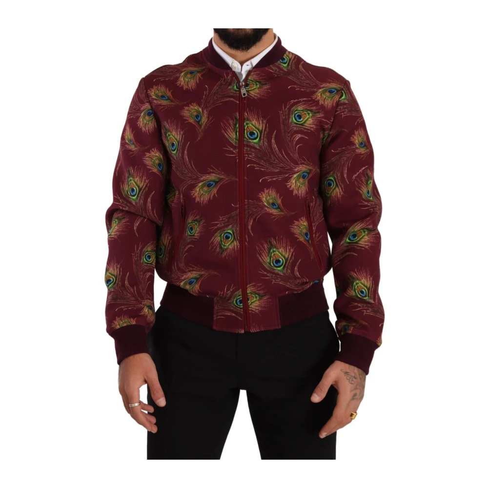 Dolce & Gabbana Men's Red Bomber Jackets, M, Full Zip Bomber Jacket