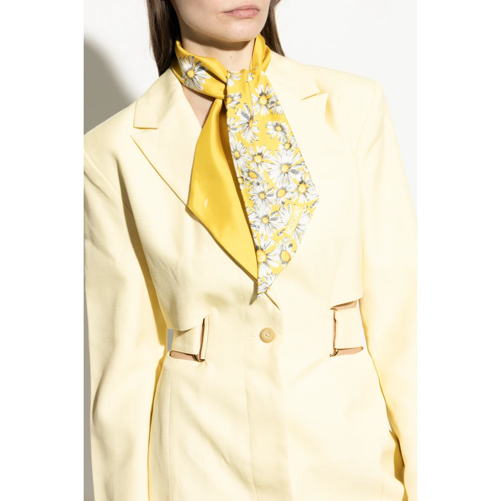 Moschino Zijden sjaal met bloemenpatroon Yellow Dames