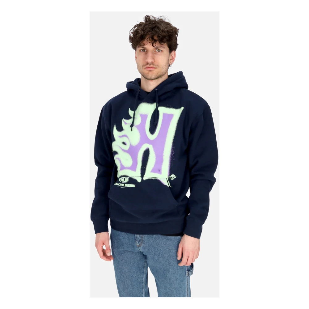 HUF Heren Heat Wave Pullover Hoodie Navy Blue Heren