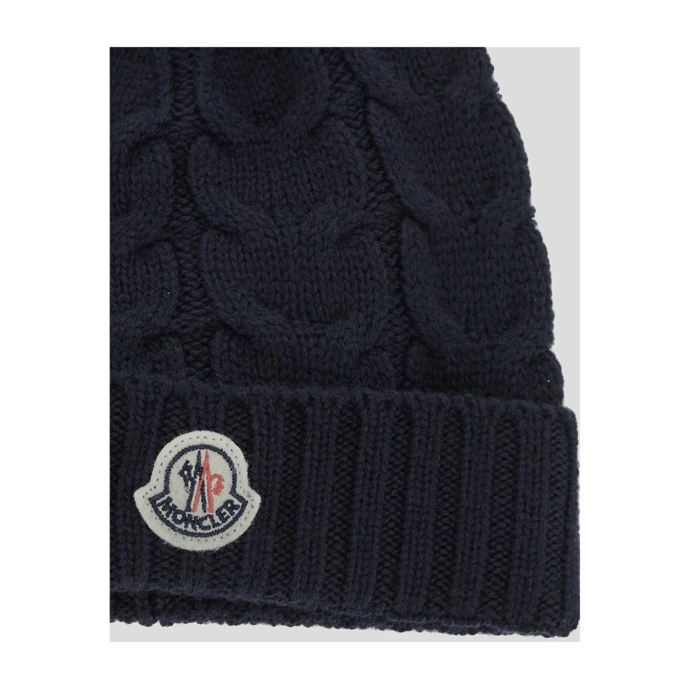 Moncler Wollen Logo Beanie Muts Black Unisex
