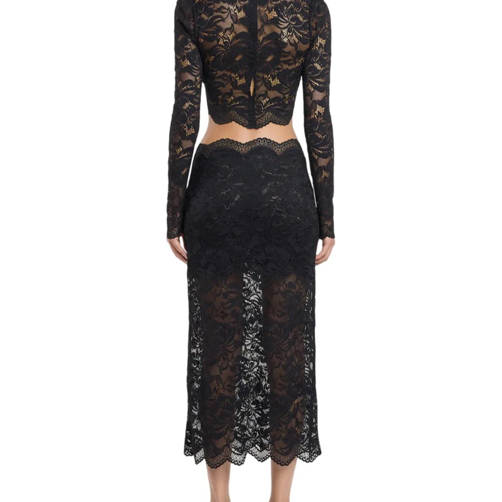 Paco Rabanne Kanten Midi Rok Elegant Comfort Black Dames