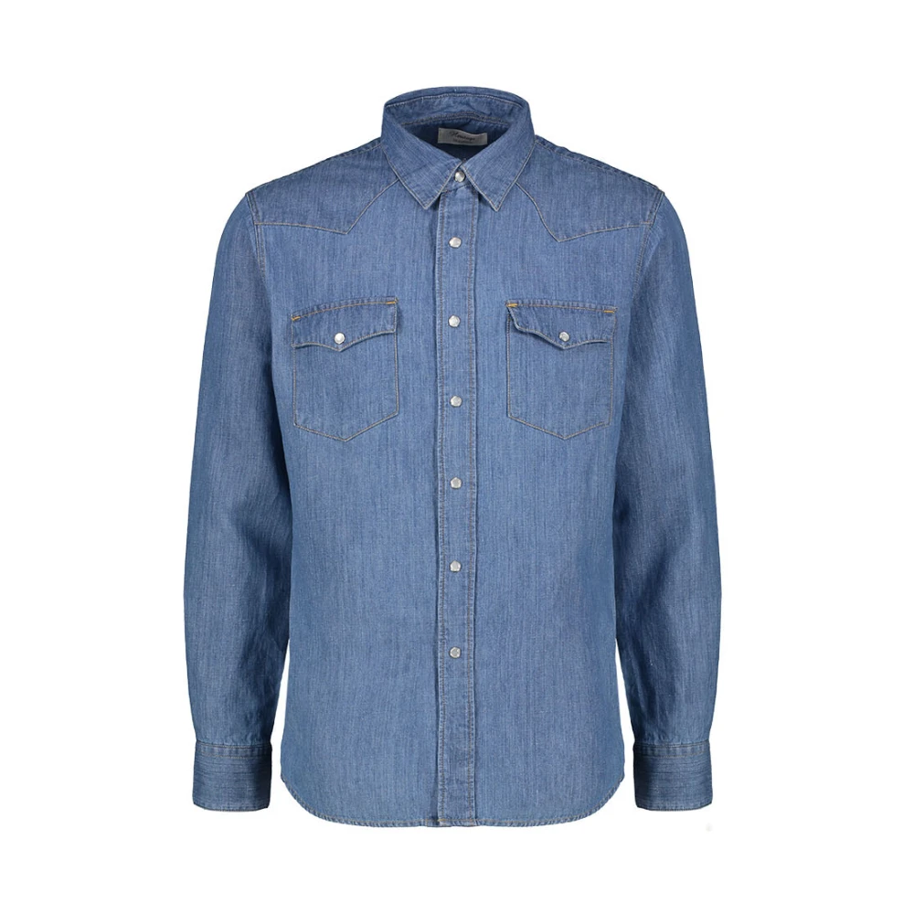 Tela Genova Lichtgewassen Denim Overhemd Blue Heren