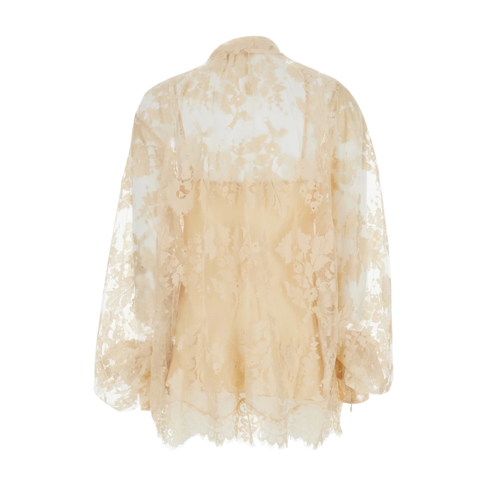 Zimmermann Beige Blouse met Strik en Kant Beige Dames