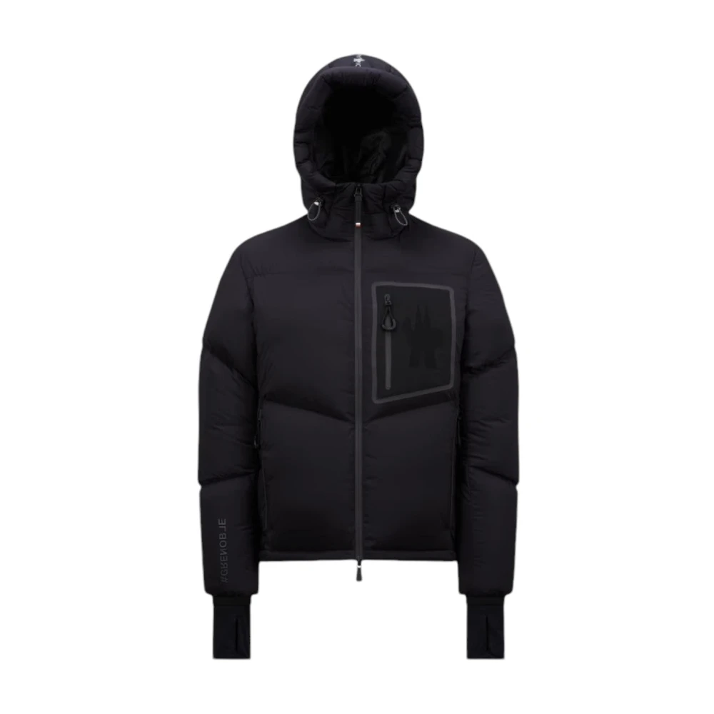 Moncler Zwarte gewatteerde jas met capuchon voor buitenactiviteiten Black Heren