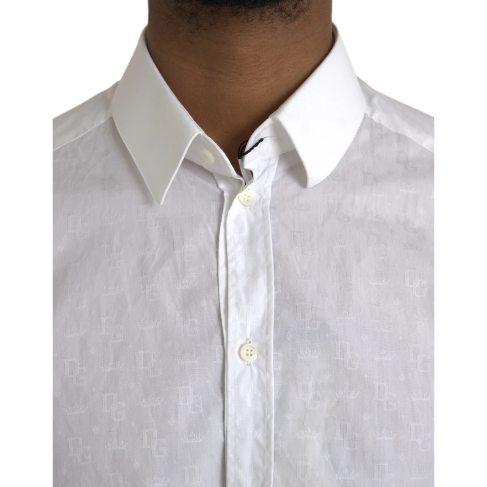 Dolce & Gabbana Wit Katoenen Shirt Gold Model White Heren