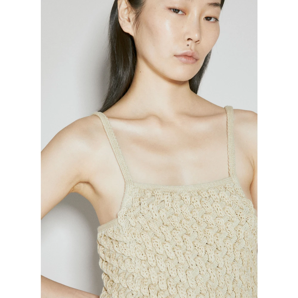 Isa Boulder Chunky Gebreide Mouwloze Mini Jurk Beige Dames