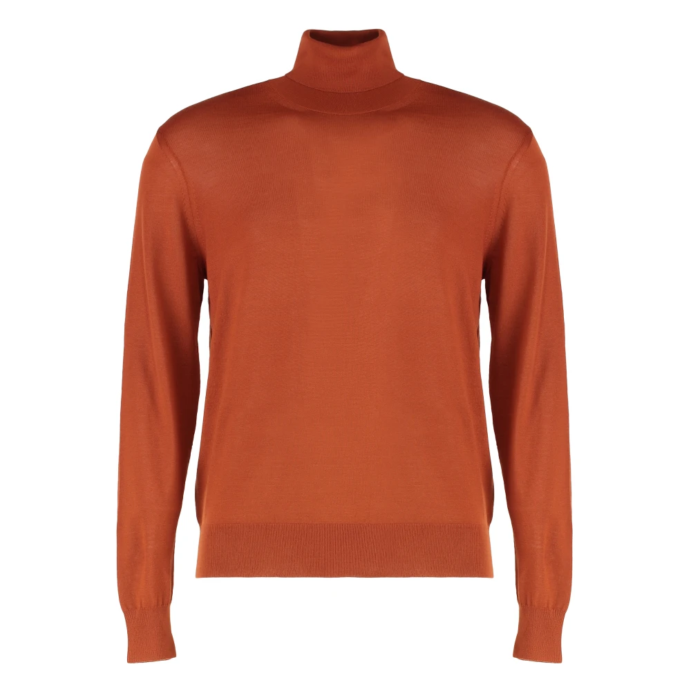 Saint Laurent Men's Red Turtlenecks, L, Ribbed Wool Turtleneck Jumper