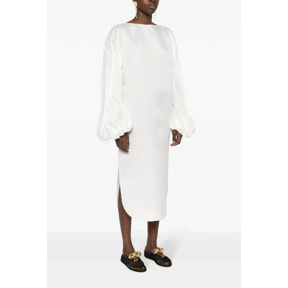 Khaite Zijden Ivoor Witte Midi Jurk White Dames