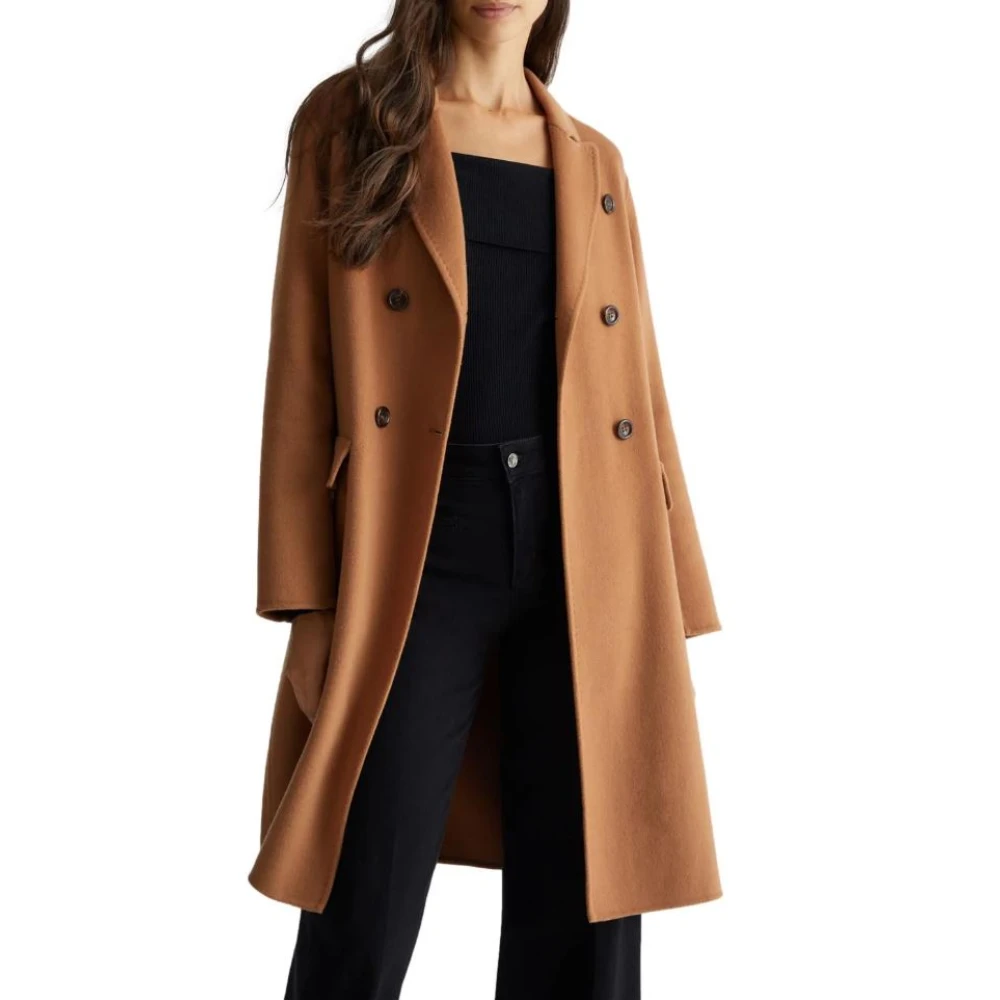 Liu Jo Double-Breasted Kamelenjas met Peak Revers Brown Dames