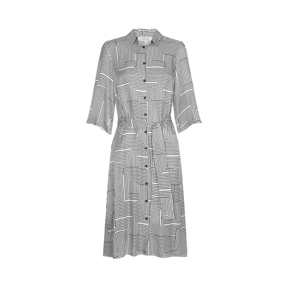 Marie Méro Geometrische Print Viscose Jurk Blue Dames