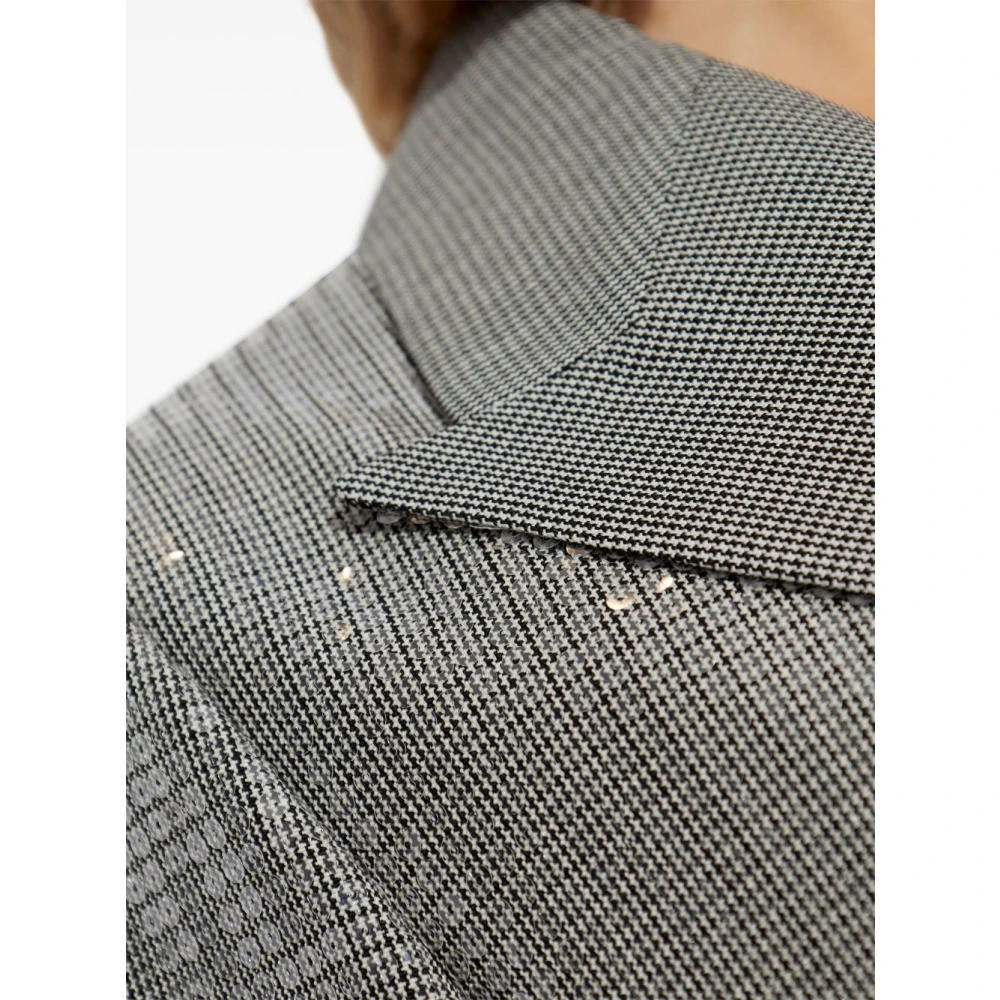 Golden Goose Geruite grijze blazer met zilverkleurige knopen Gray Dames