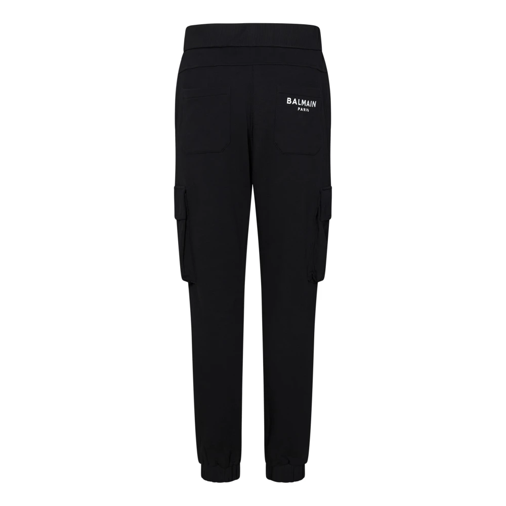 Balmain Zwarte Broek met Geribbelde Details Black Heren