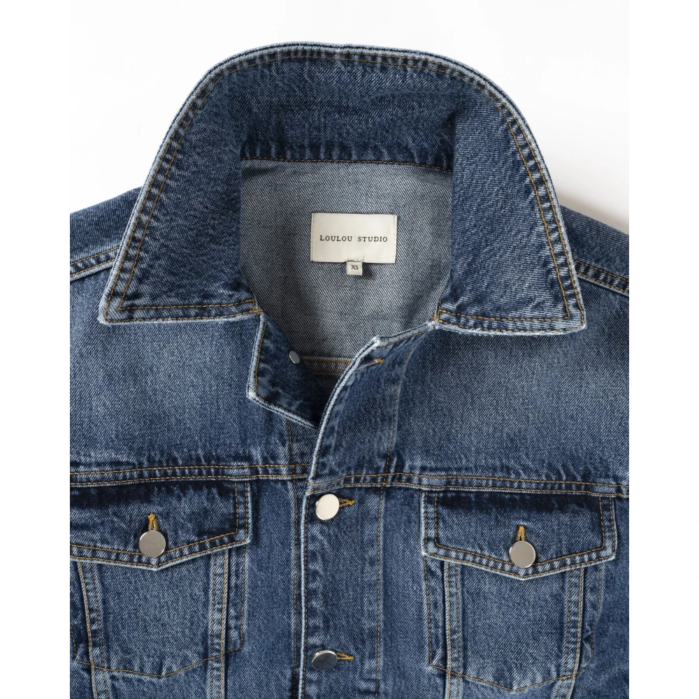 Loulou Studio Speelse Denimjasje met 3 4 Mouwen Blue Dames