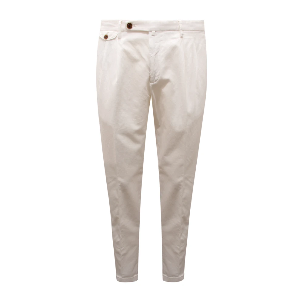 Briglia Men's White Bg02 Easy Cotton/Linen Trousers