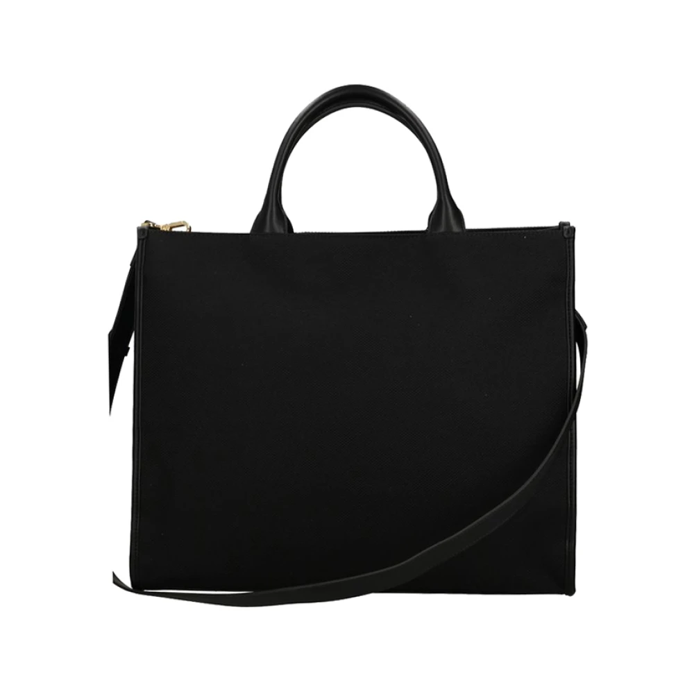 Moschino Elegante Zwarte Handtas met Gouden Logo Black Dames