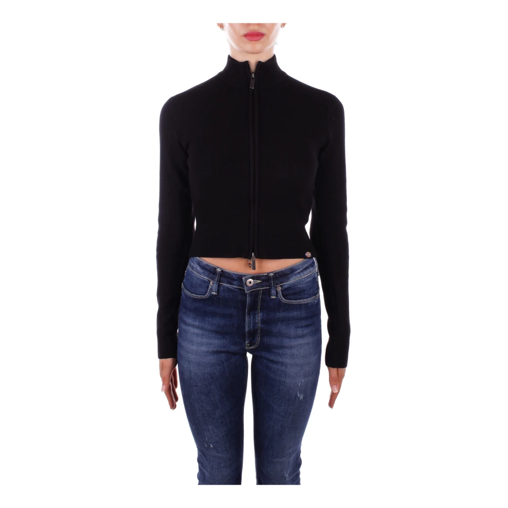 Dickies Zwarte Logo Front Zip Sweater Black Dames