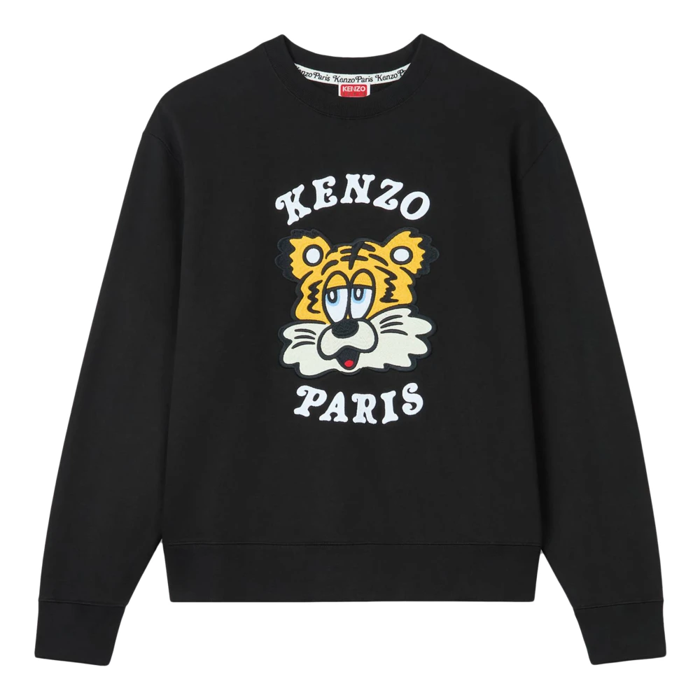 Kenzo Zwarte Geborduurde Sweatshirt Unisex Zacht Black Dames