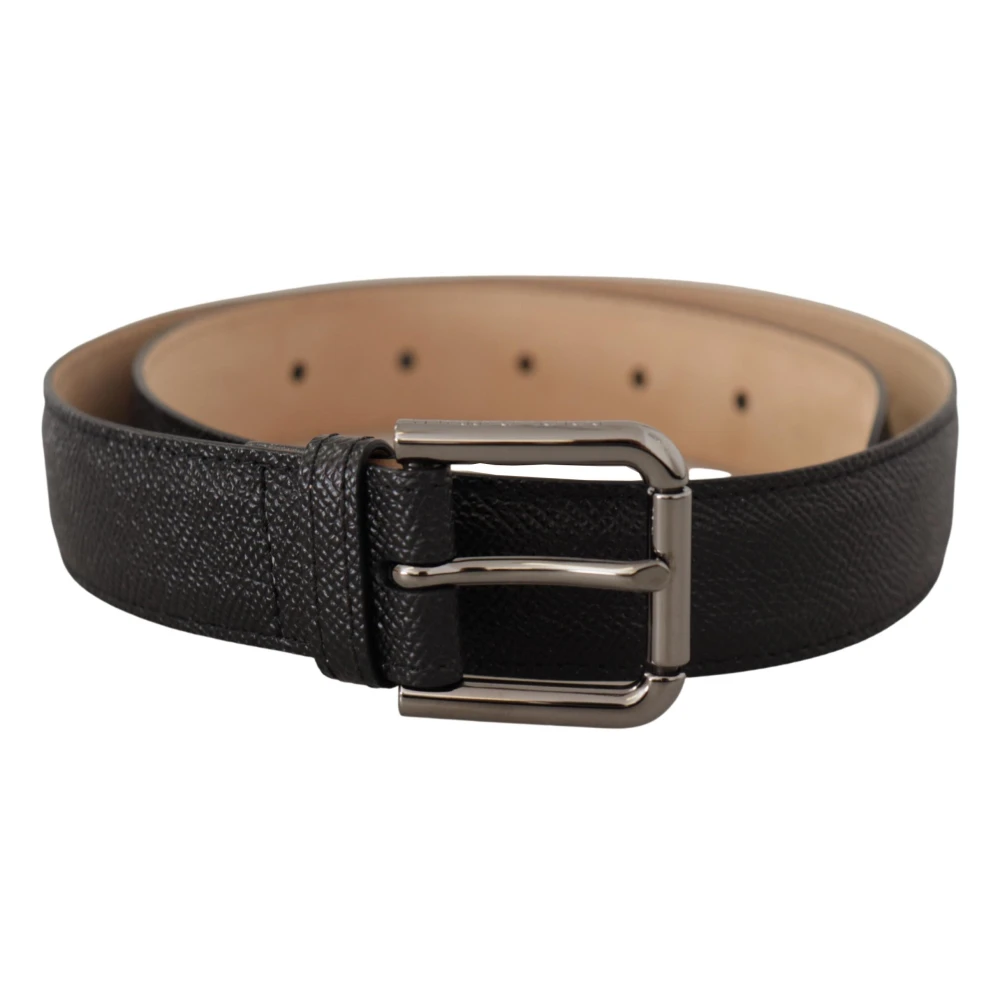 Dolce & Gabbana Men's Black Elegant Leather Belt With Metal Buckle