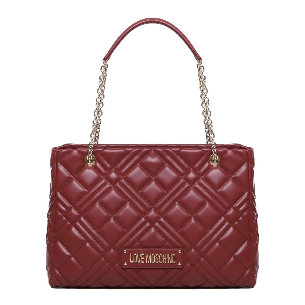 Love Moschino Zwarte Schoudertas met Klep Sluiting Red Dames