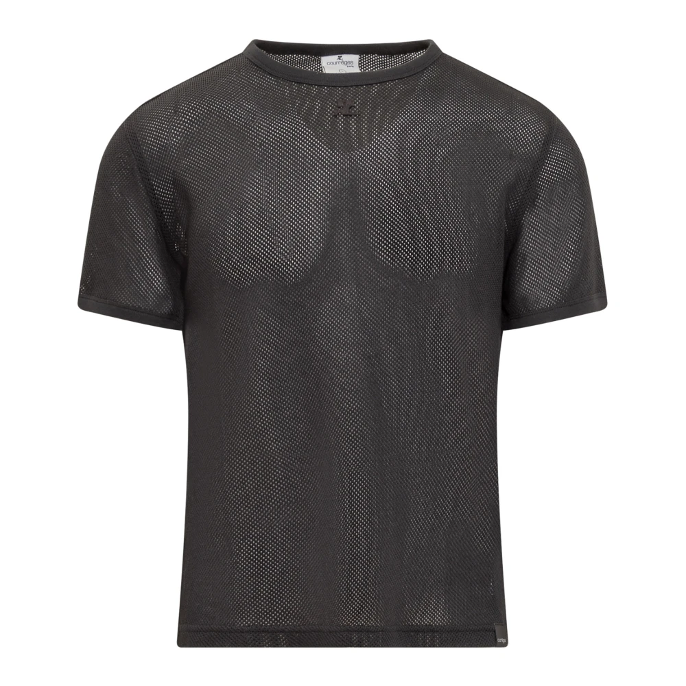Courrèges Ademende Mesh T-shirt voor Mannen Black Heren