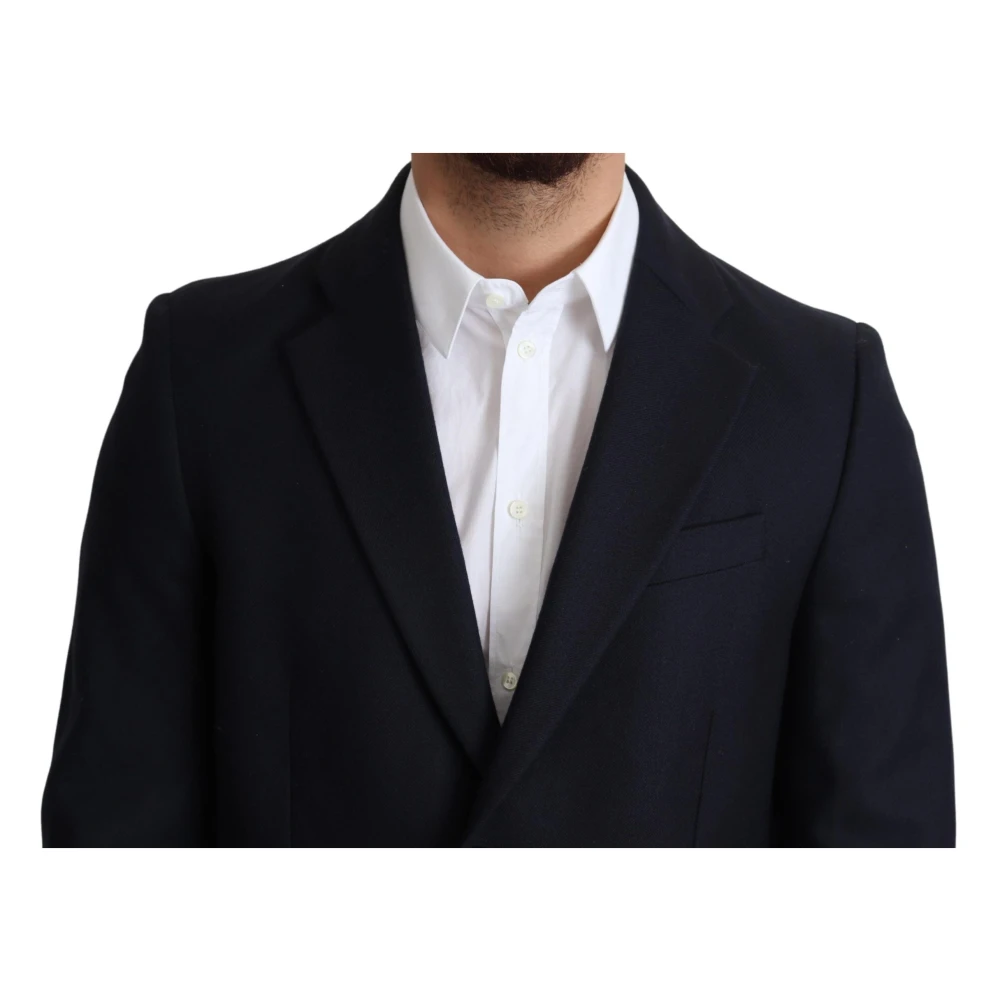 Dolce & Gabbana Elegante donkerblauwe wollen jas Blue Heren
