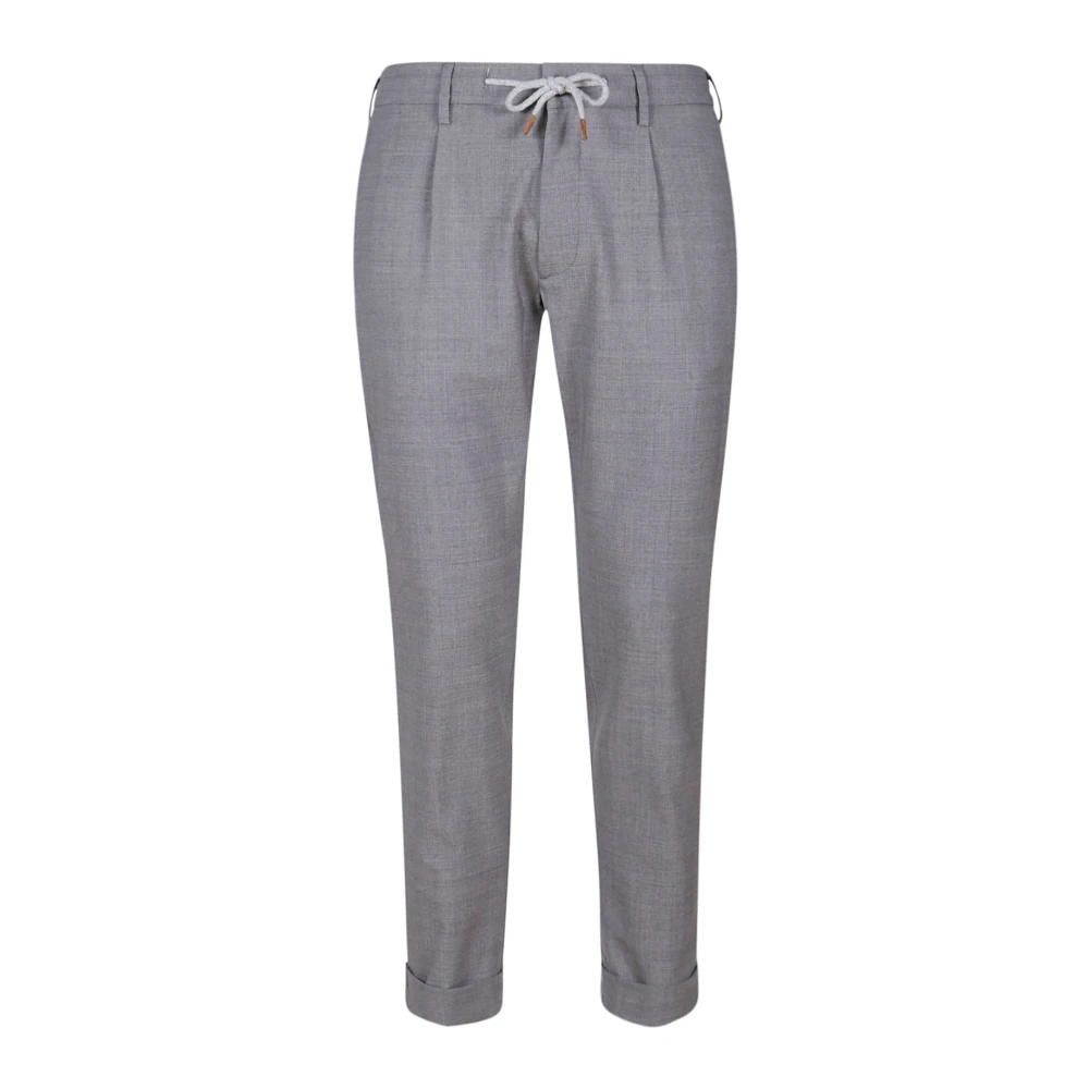 Eleventy Jogger wollen broek met suède afwerking Blue Heren