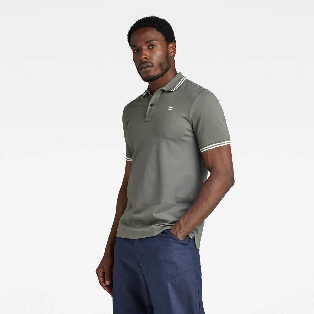 G-Star Slim Fit Gestreept Polo Shirt Green Heren