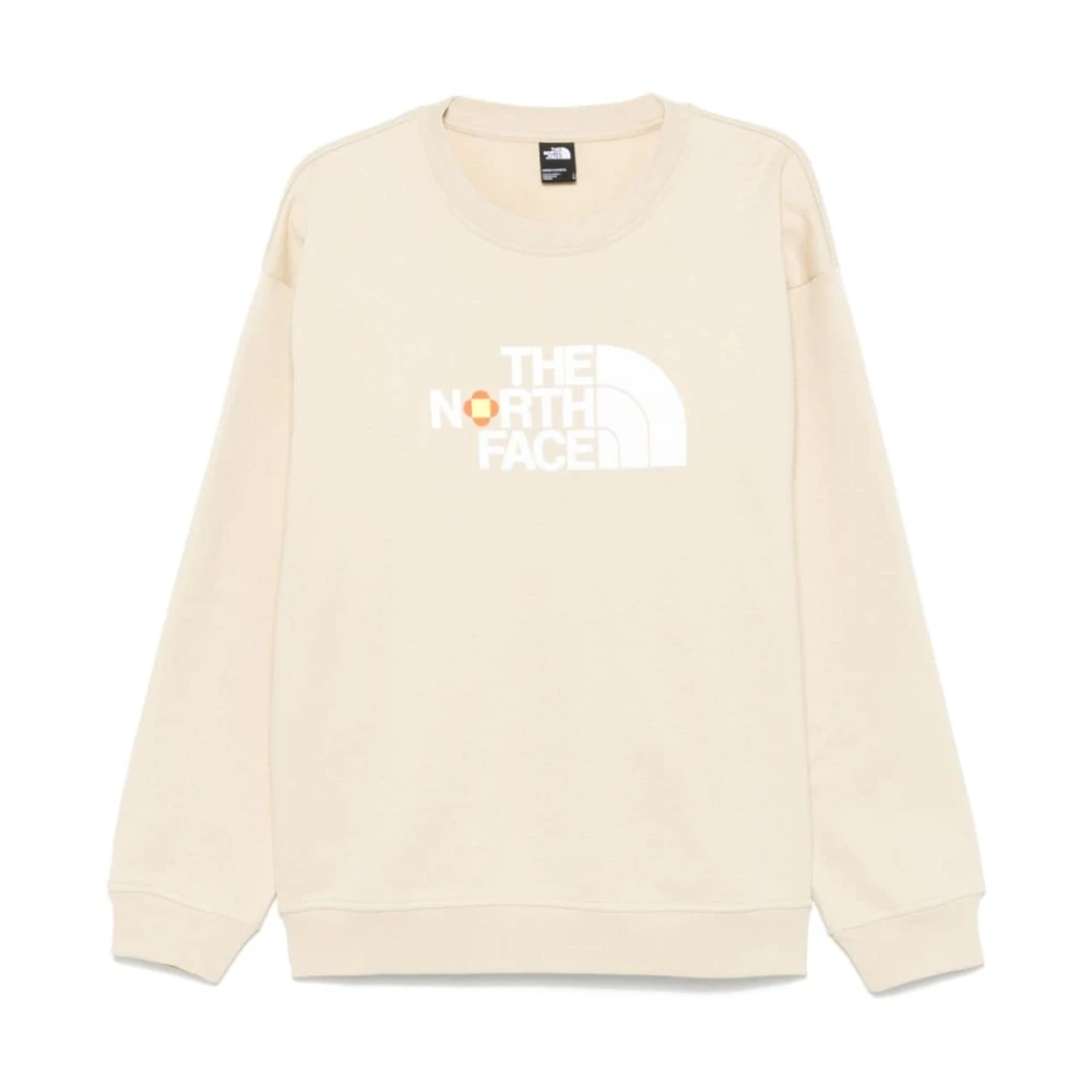 The North Face Ecru Katoenen Trui met Logodetail Beige Heren