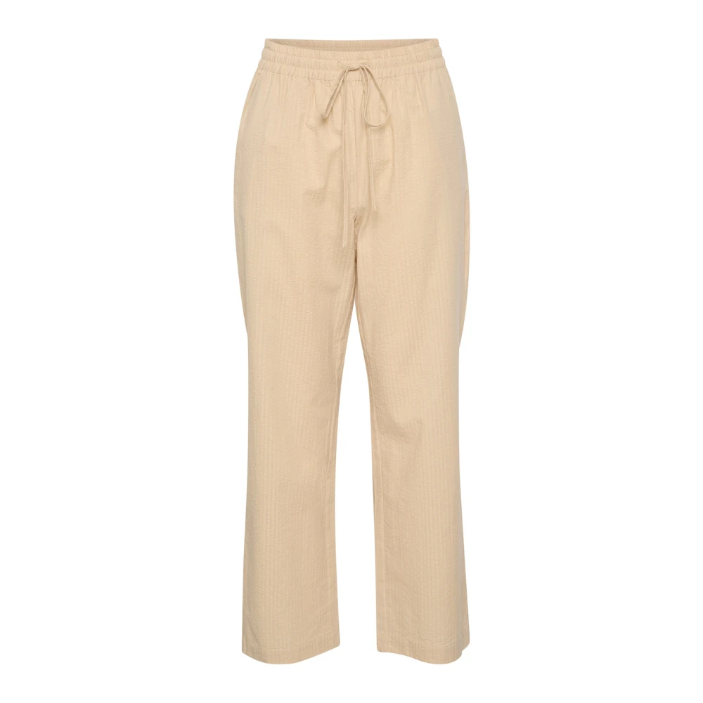 Saint Tropez Elastisk Midja Byxor Fog Beige, Dam