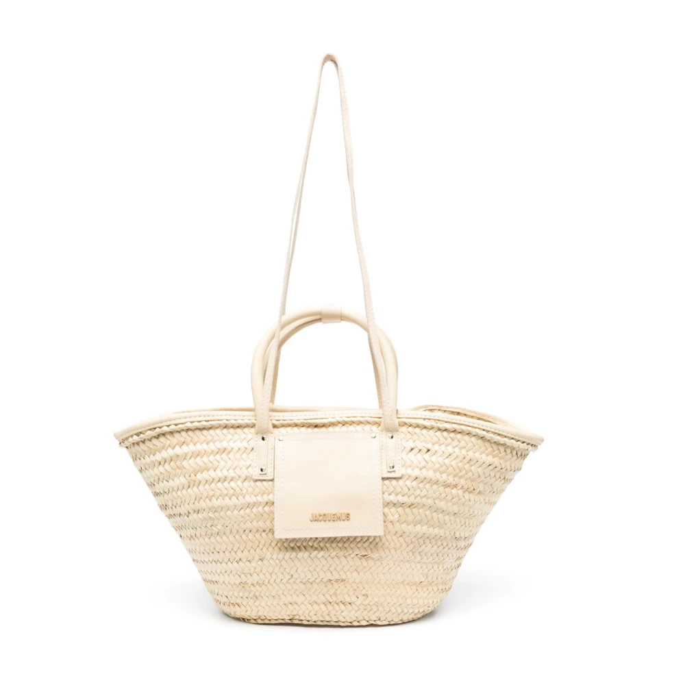 Jacquemus Raffia Läder Tote Väska White, Dam