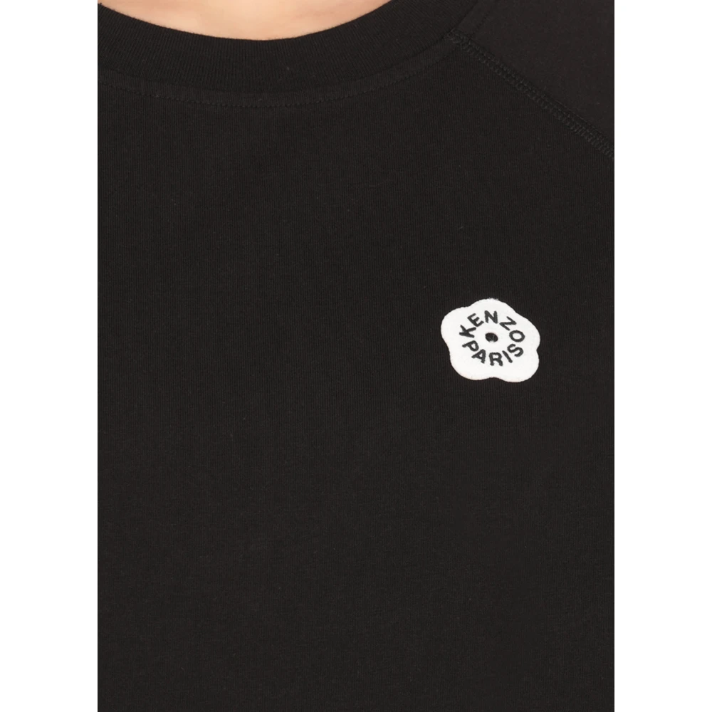 Kenzo Zwarte Katoenen Jurk met Boke Bloem Black Dames