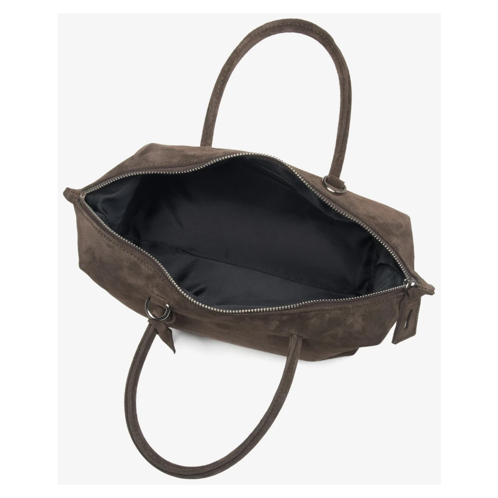 Estro Donkerbruine Satchel Handtas voor Vrouwen gemaakt van Premium Italiaans Echt Velours Brown Dames
