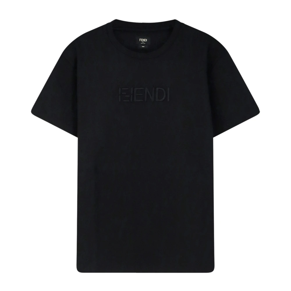 Fendi Men's Black T-Shirts, L, Slim Fit Cotton T-Shirt