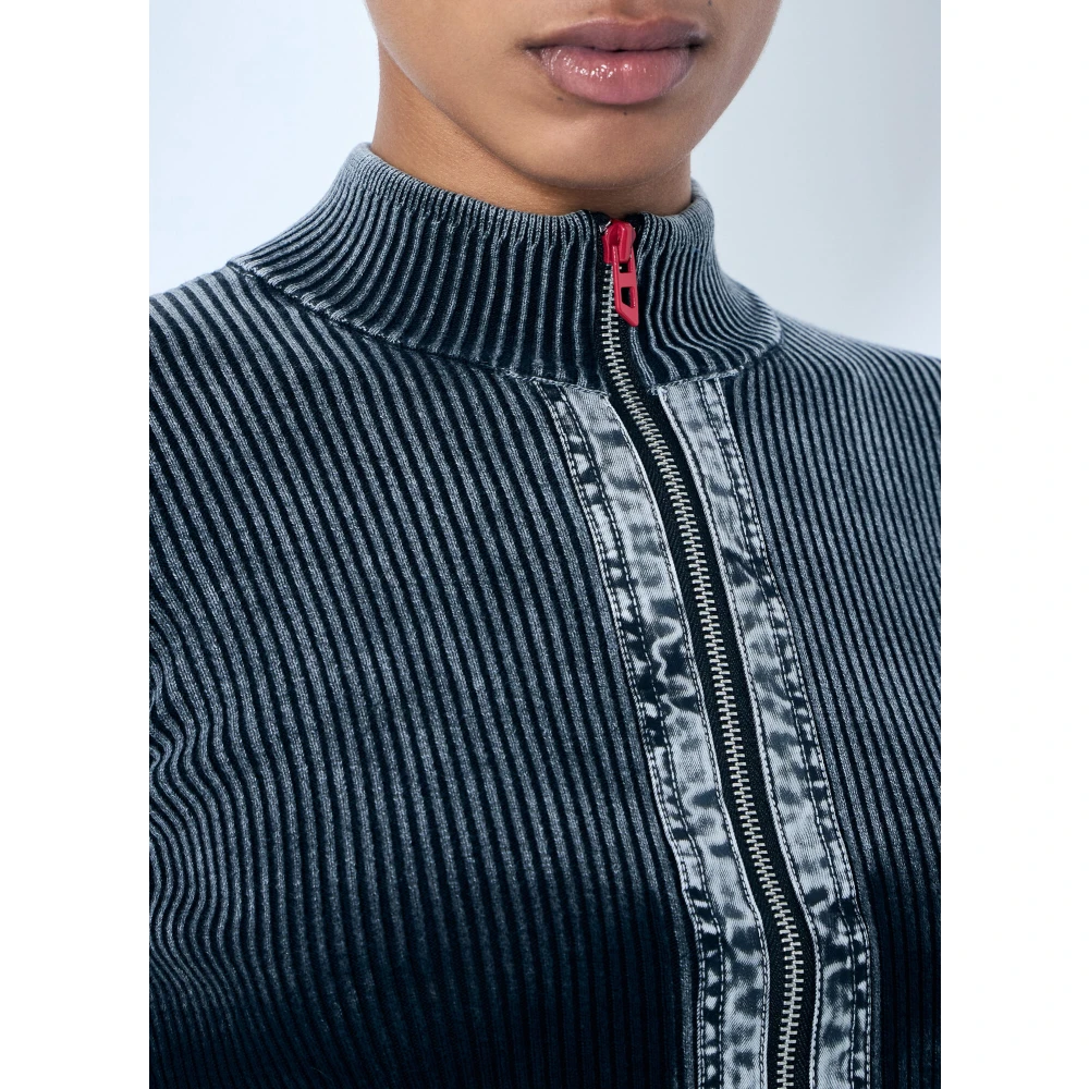 Diesel Geribbelde Melissa Cardigan met Ritssluiting Black Dames