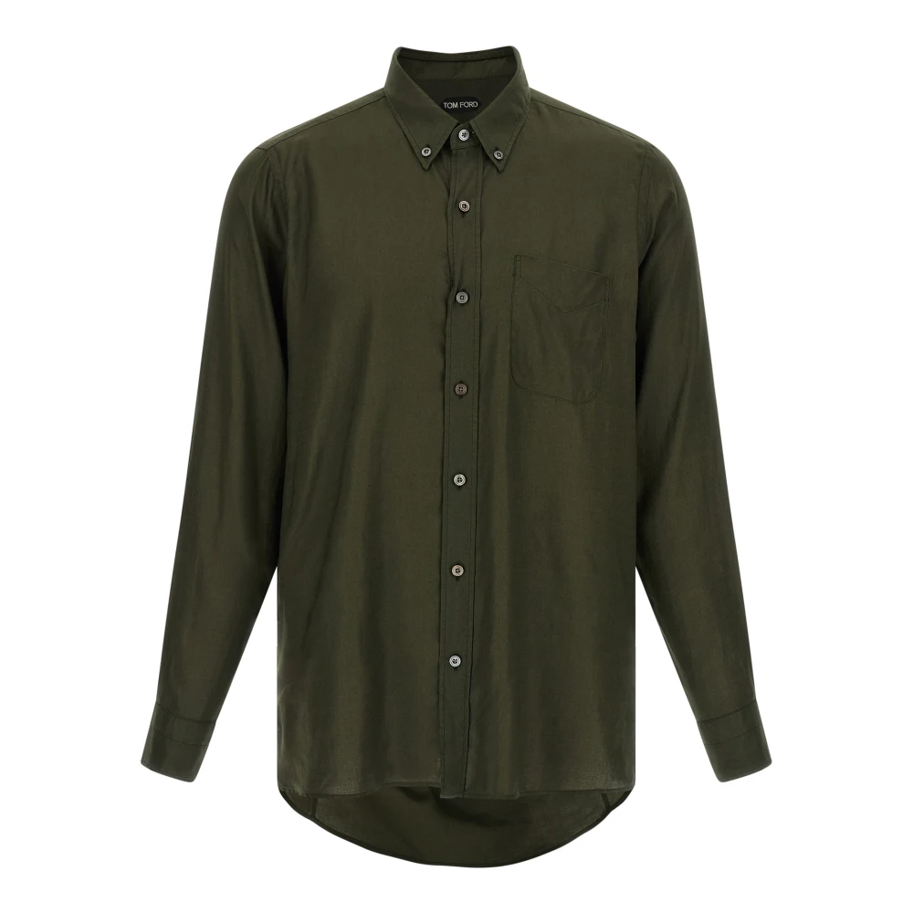 Tom Ford Men's Green Fluid Gabardine Shirt - Casual Shirts - Xl - Shirts