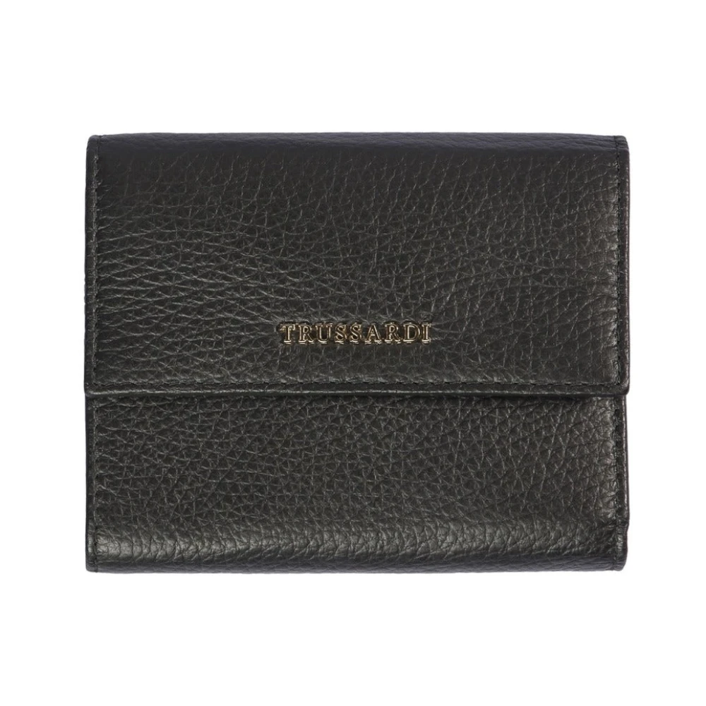 Trussardi sportemonnee van geperst leer met drukknoopsluiting Black