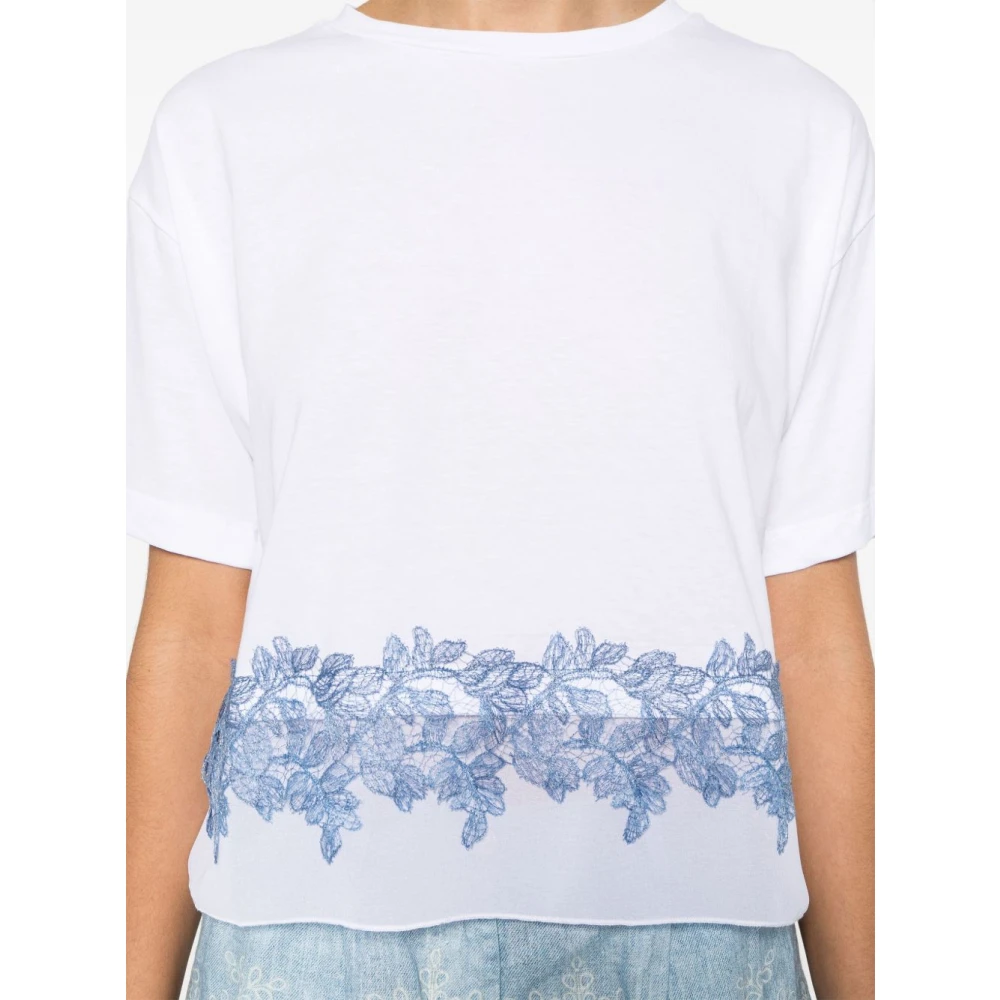 Ermanno Scervino Doorschijnende Panel Crew Neck T-shirt White Dames