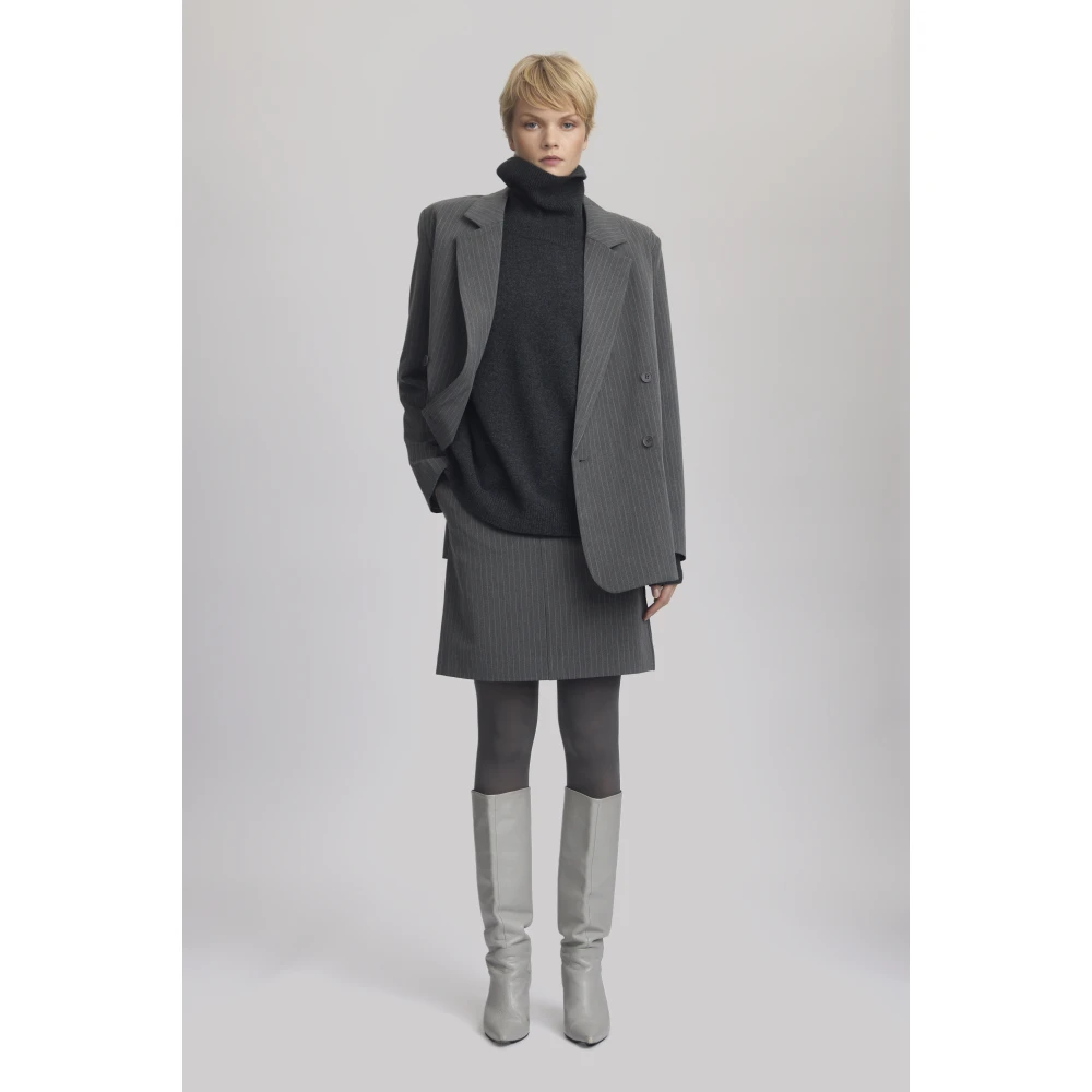 Gestuz Grijze Pinstripe Oversized Blazer Gray Dames