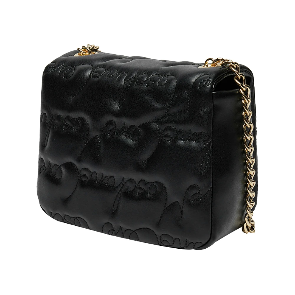 Moschino Zwarte schoudertas met gouden details Black Dames